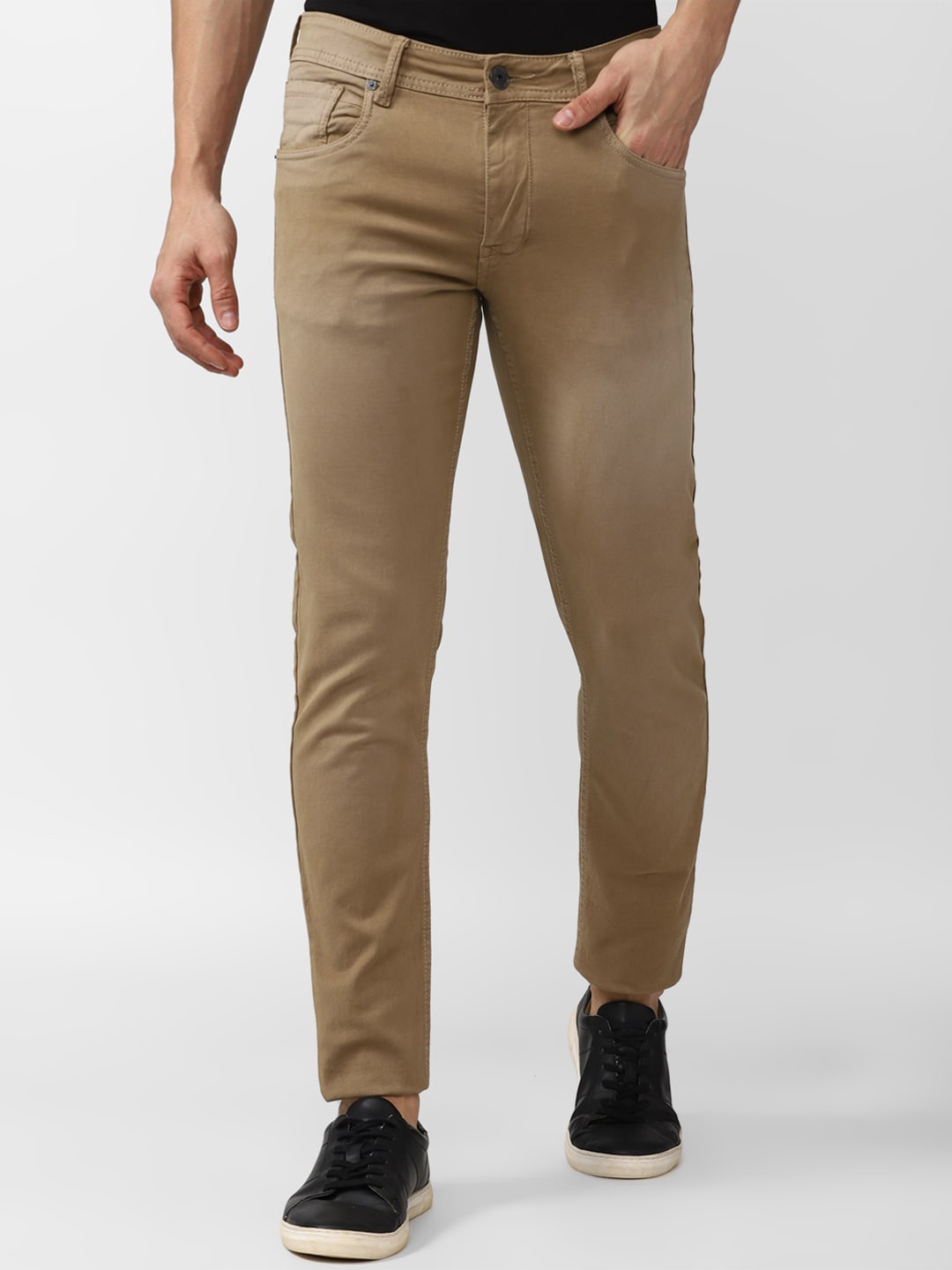 

Peter England Casuals Men Cotton Skinny Fit Jeans, Brown