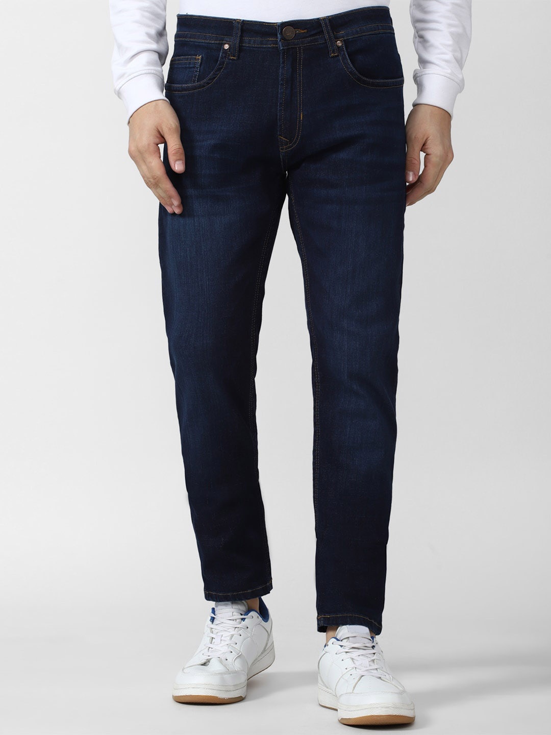 

Peter England Casuals Men Cotton Skinny Fit Light Fade Jeans, Navy blue