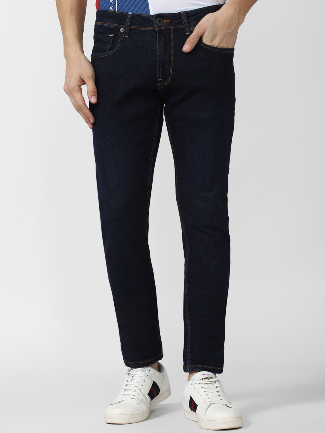 

Peter England Casuals Men Cotton Slim Fit Jeans, Navy blue