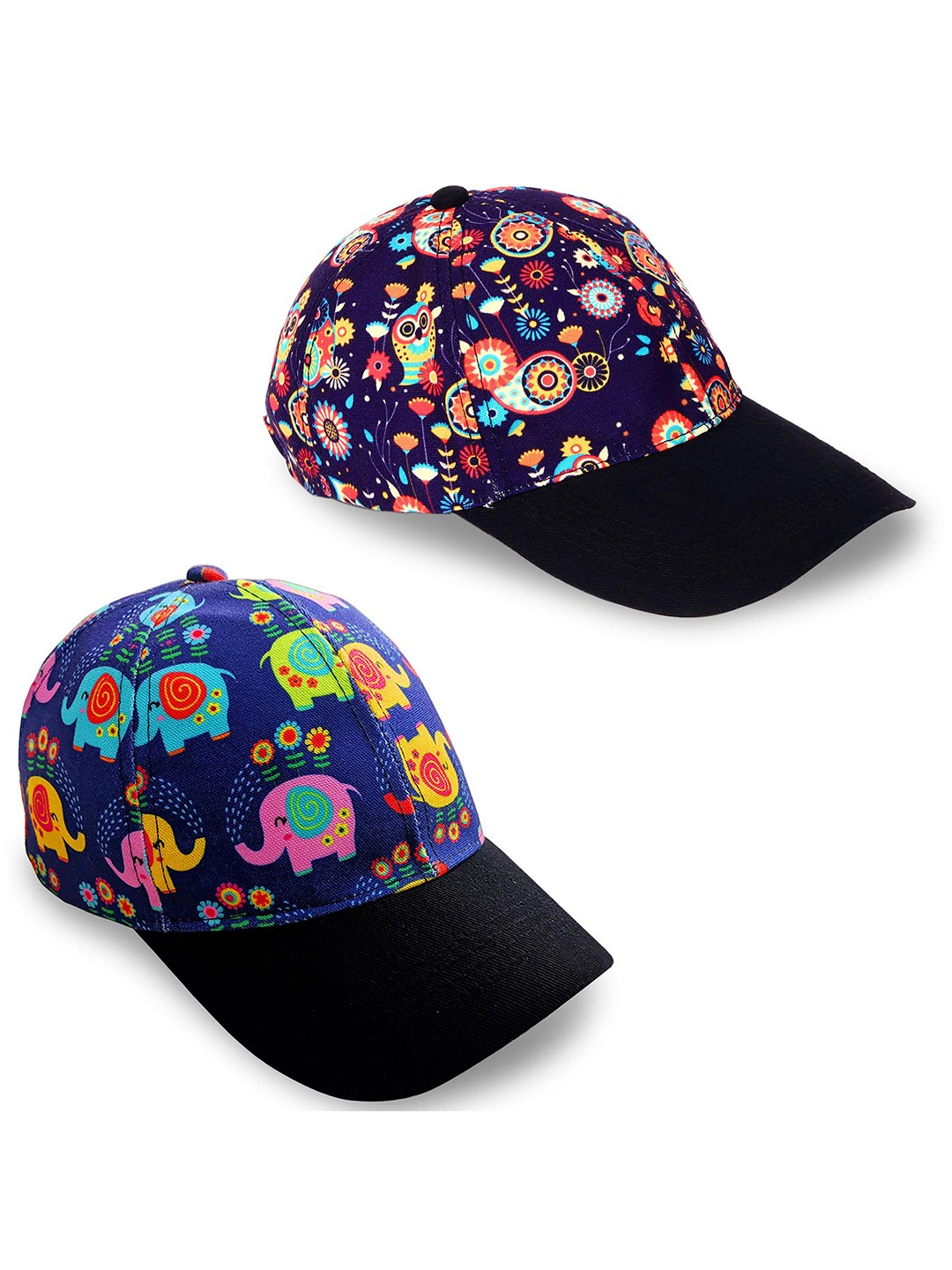 

Knotyy Unisex Pack of 2 Printed Snapback Cap, Navy blue