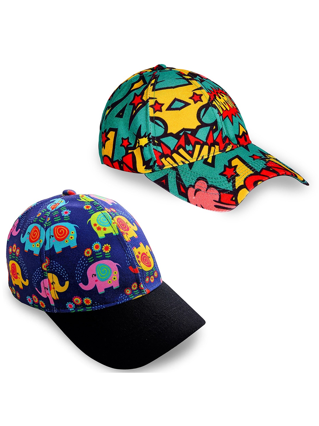 

Knotyy Unisex Pack of 2 Printed Snapback Cap, Navy blue