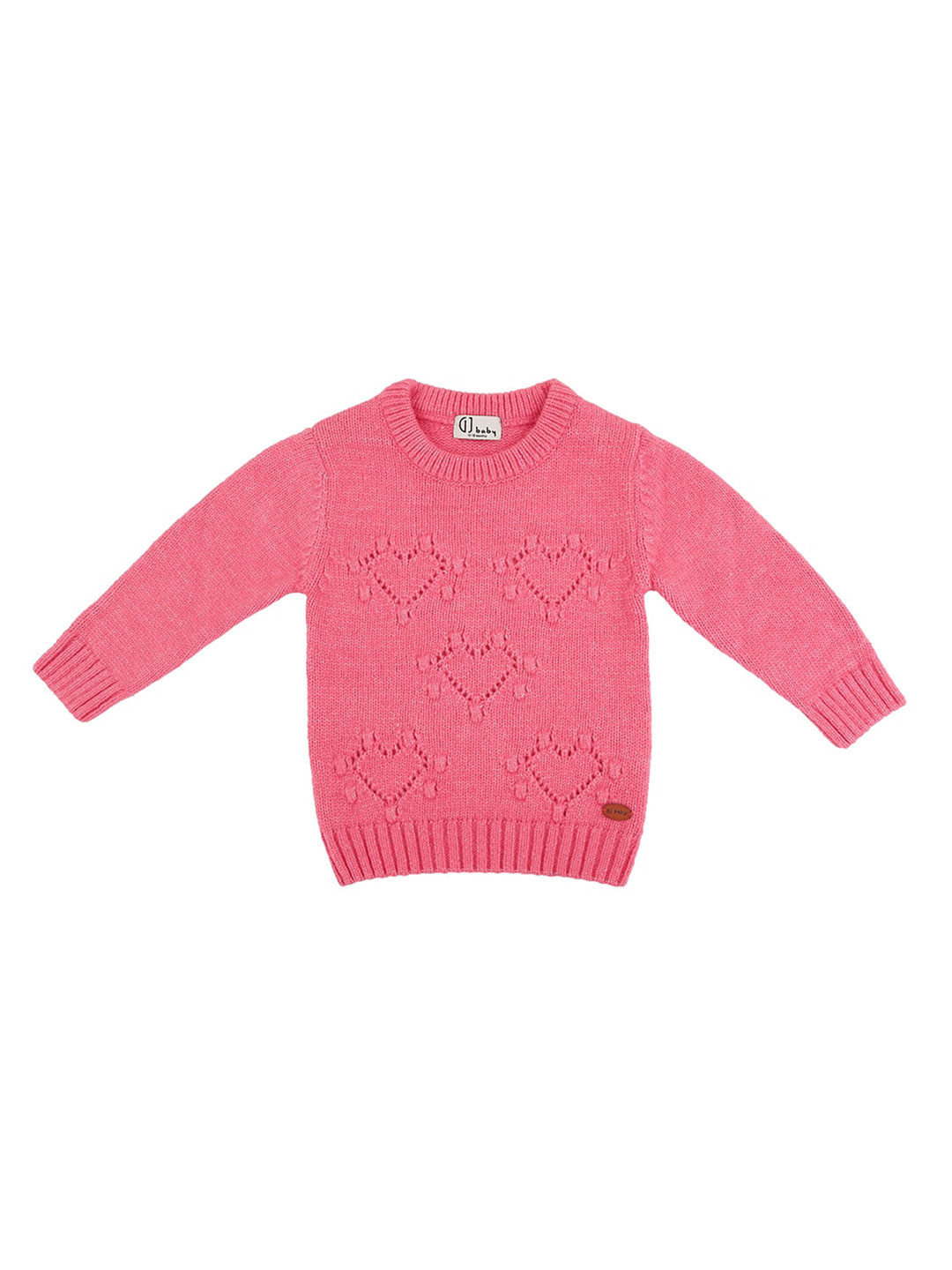 

Gini and Jony Girls Quirky Self Design Pullover Cotton Sweater, Pink