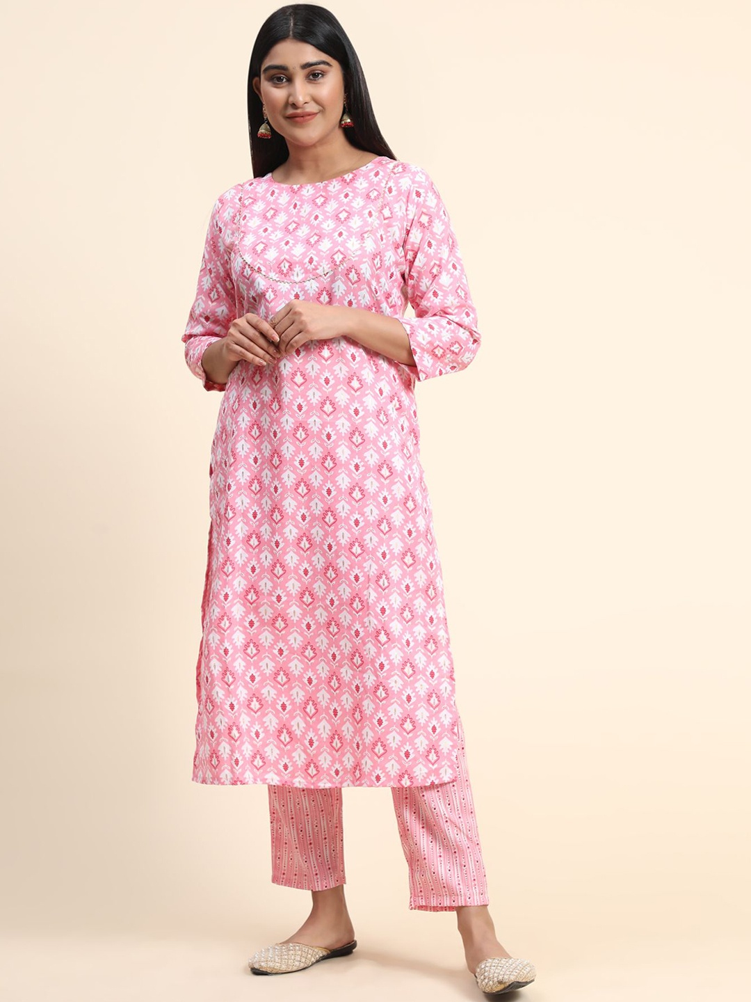 

KALINI Women Ethnic Motifs Printed Kurta with Trousers, Pink