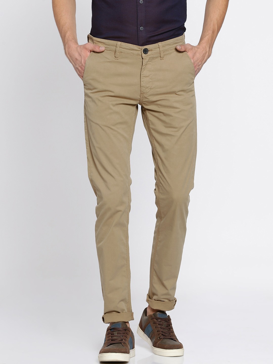 

Allen Solly Sport Men Khaki Trenim Regular Fit Solid Regular Trousers