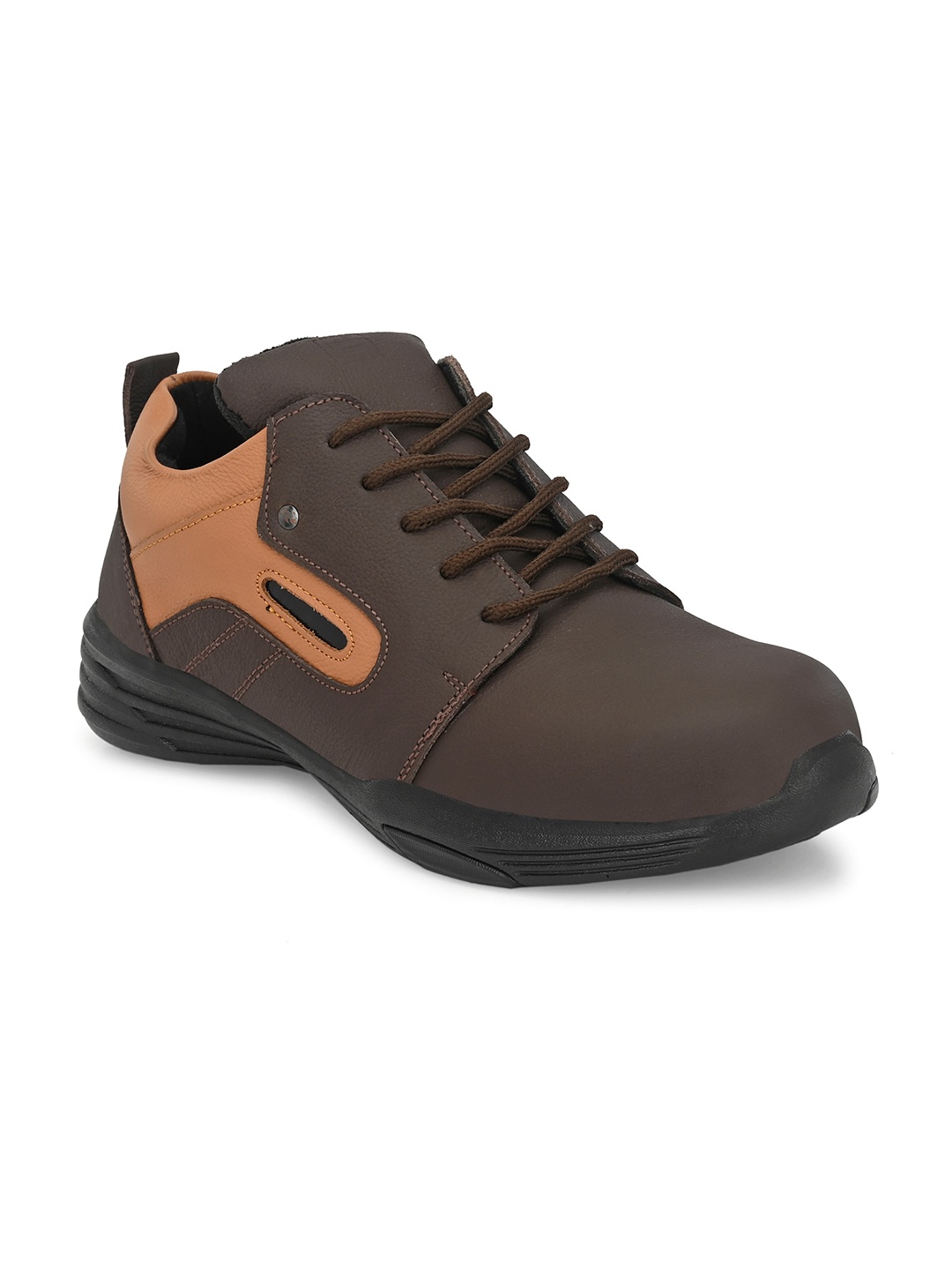 

Eego Italy Men Leather Trekking Non-Marking Shoes, Brown