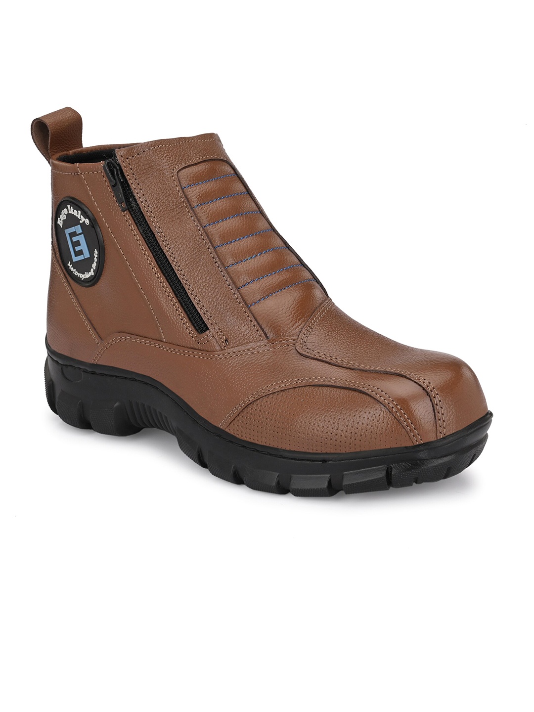 

Eego Italy Men Leather Mid Top Biker Boots, Tan