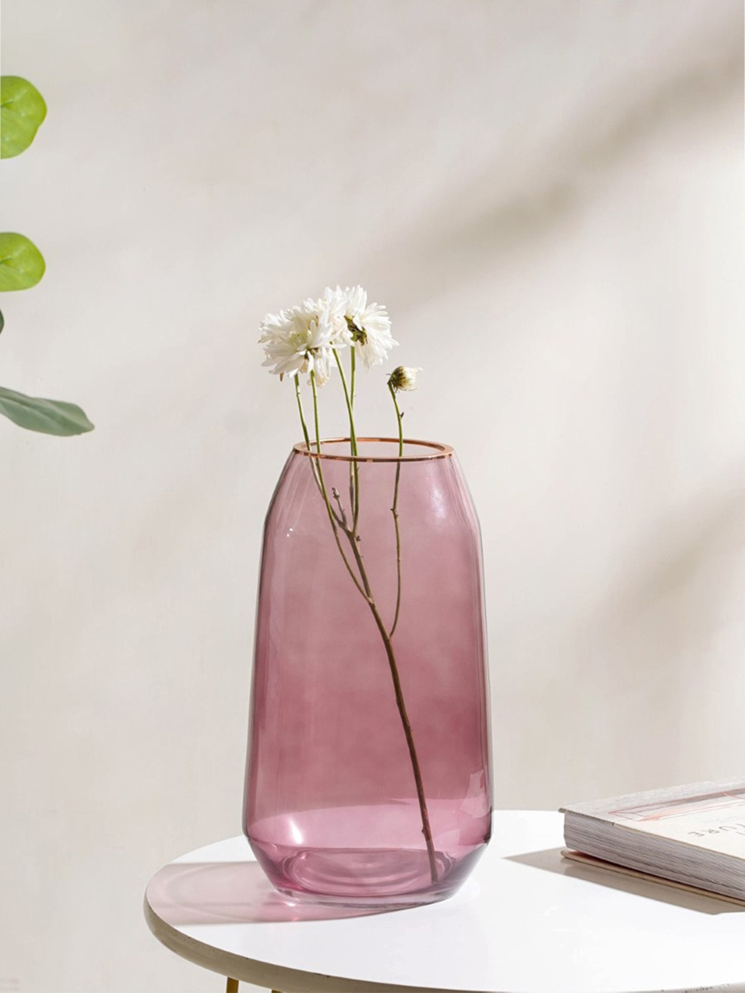 

Nestasia Purple Gold Toned Detail Clear Glass Vase