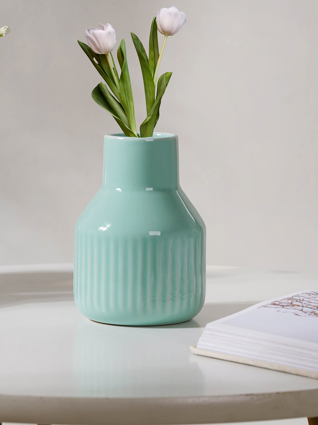 

Nestasia Blue Glossy Ceramic Decorative Vase