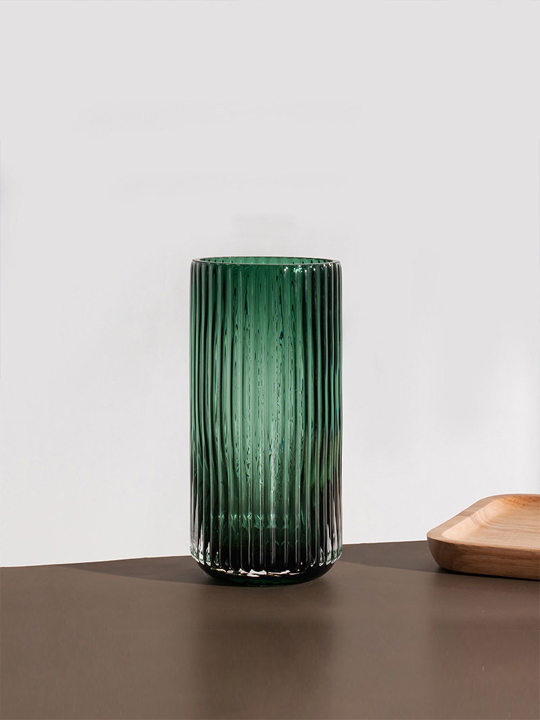 

Nestasia Green Textured Small Glass Tube Vase