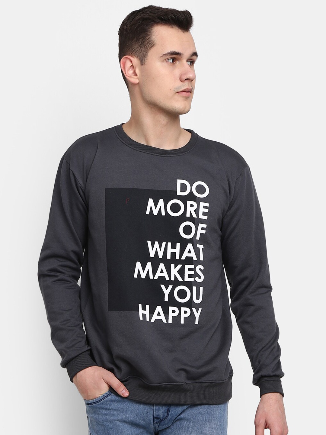 

V-Mart Men Printed Fleece Sweatshirt, Grey
