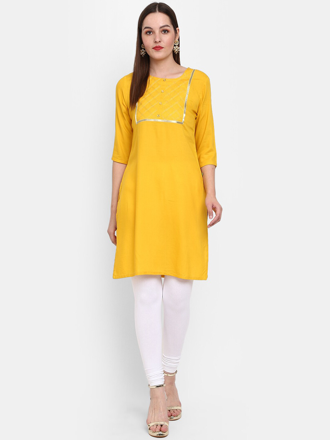 

V-Mart Women Yoke Design Gotta Patti Kurta, Yellow