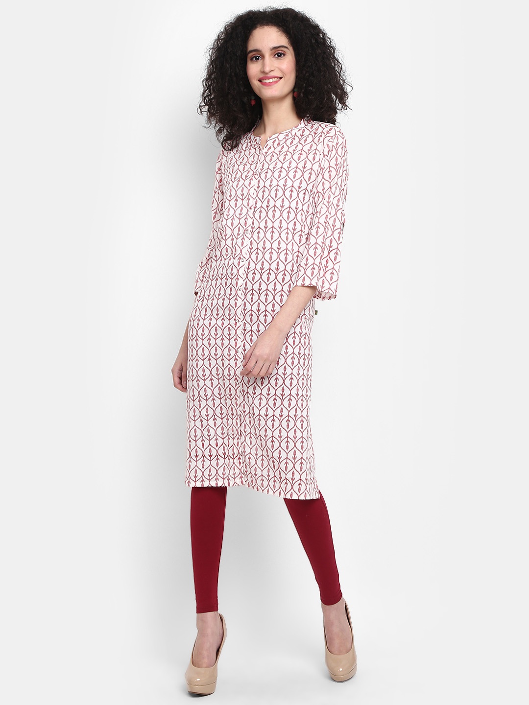 

V-Mart Women Ethnic Motifs Printed Indie Prints Kurta, Off white