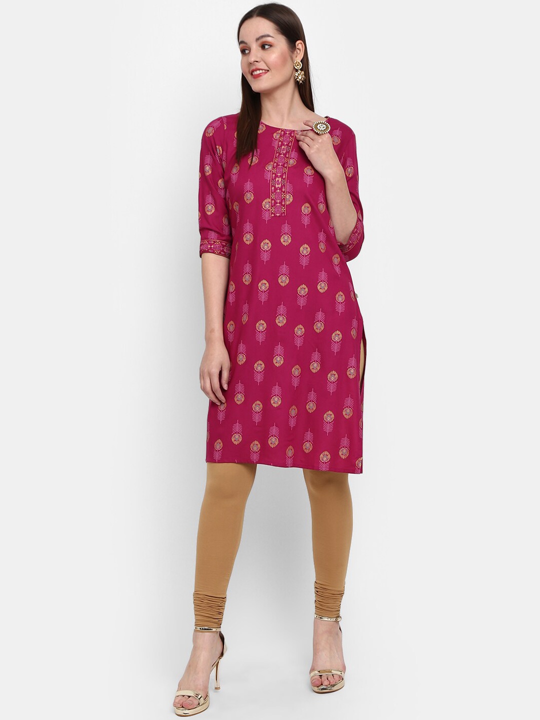 

V-Mart Women Ethnic Motifs Printed Indie Prints Kurta, Purple