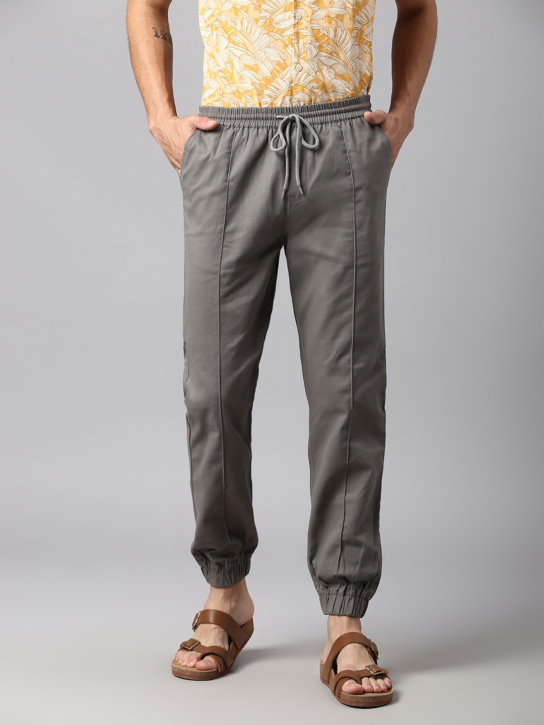 

Hubberholme Men Cotton Smart Slim Fit Easy Wash Joggers, Grey