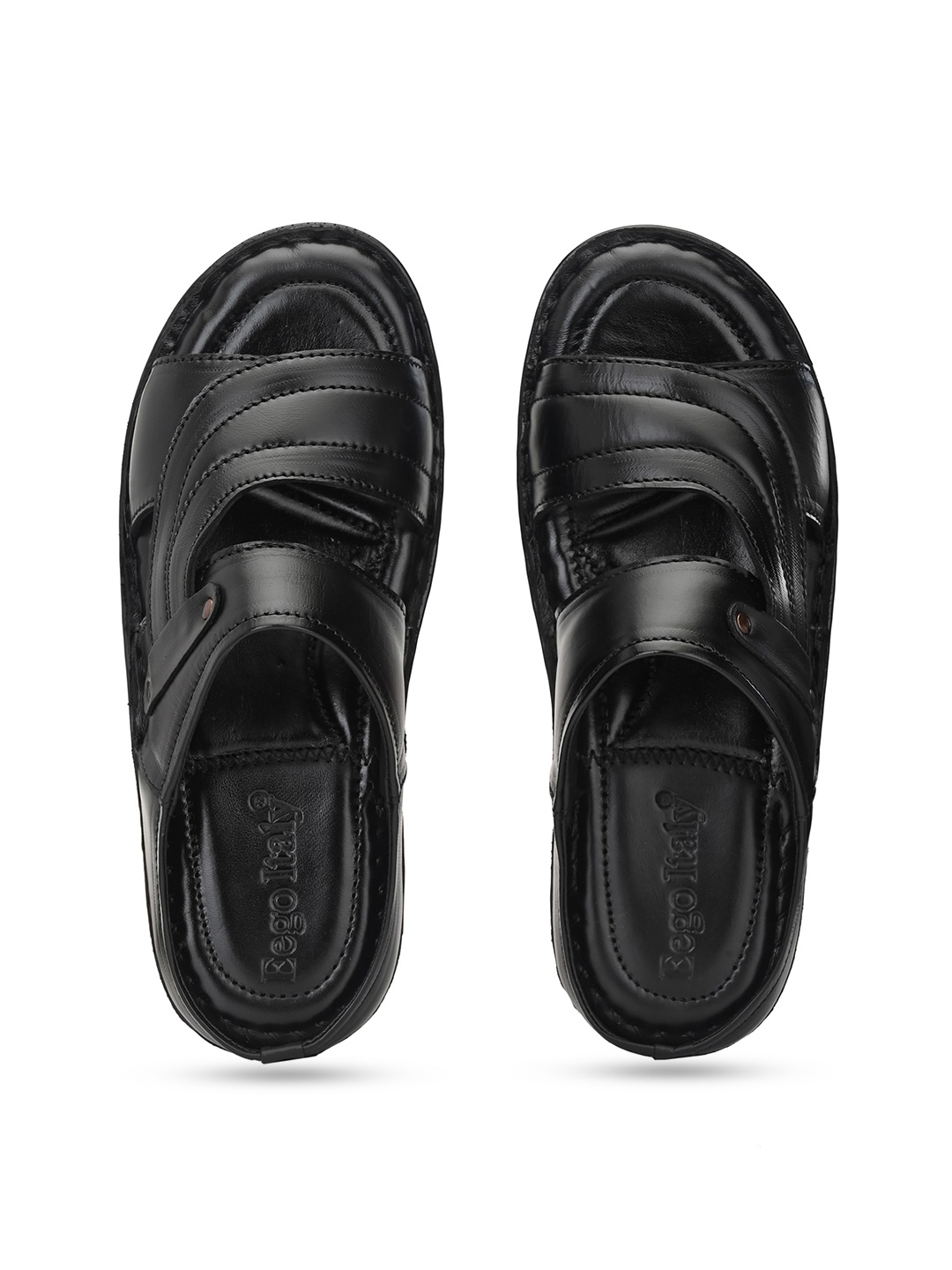 

Eego Italy Men Leather Comfort Sandals, Black