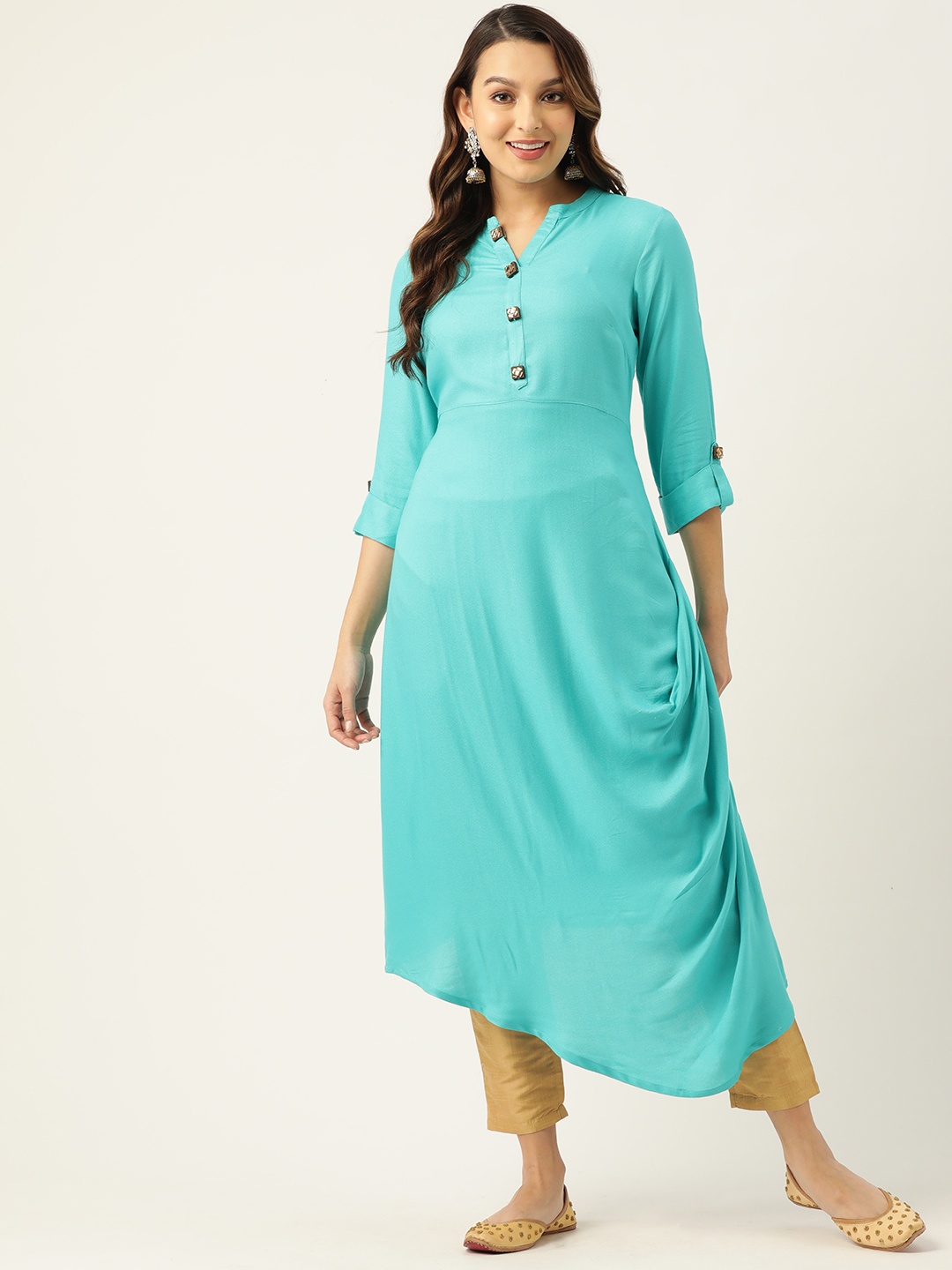

ZIZO By Namrata Bajaj Women Solid Asymmetric Kurta, Blue