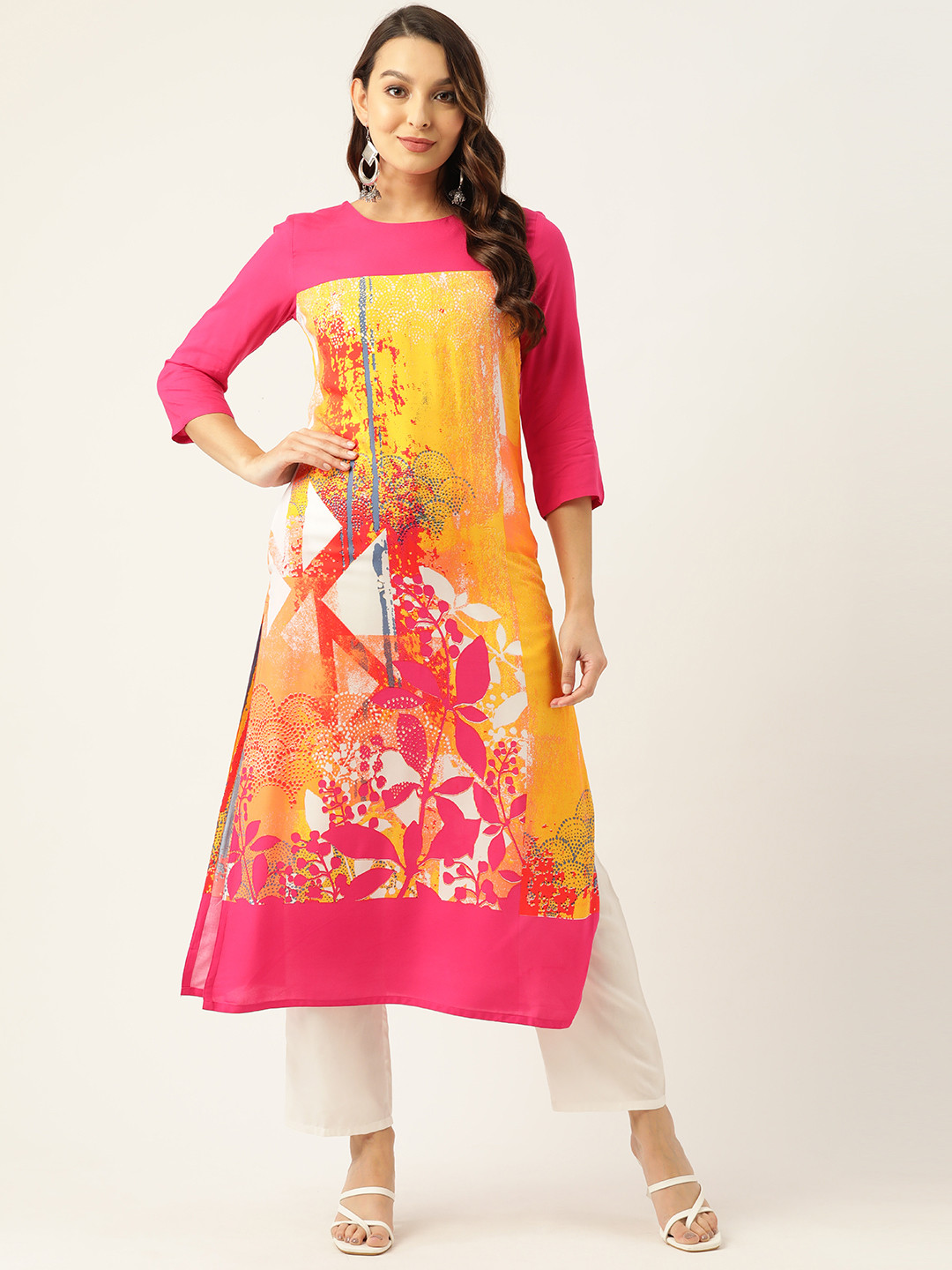 

ZIZO By Namrata Bajaj Women Floral Printed Kurta, Pink