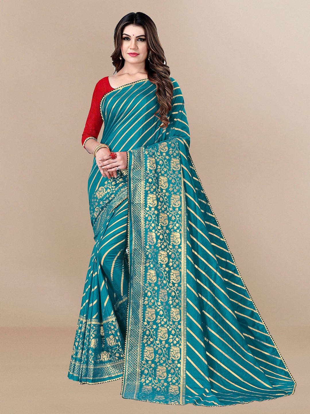 

Sidhidata Woven Design Leheriya Saree, Turquoise blue