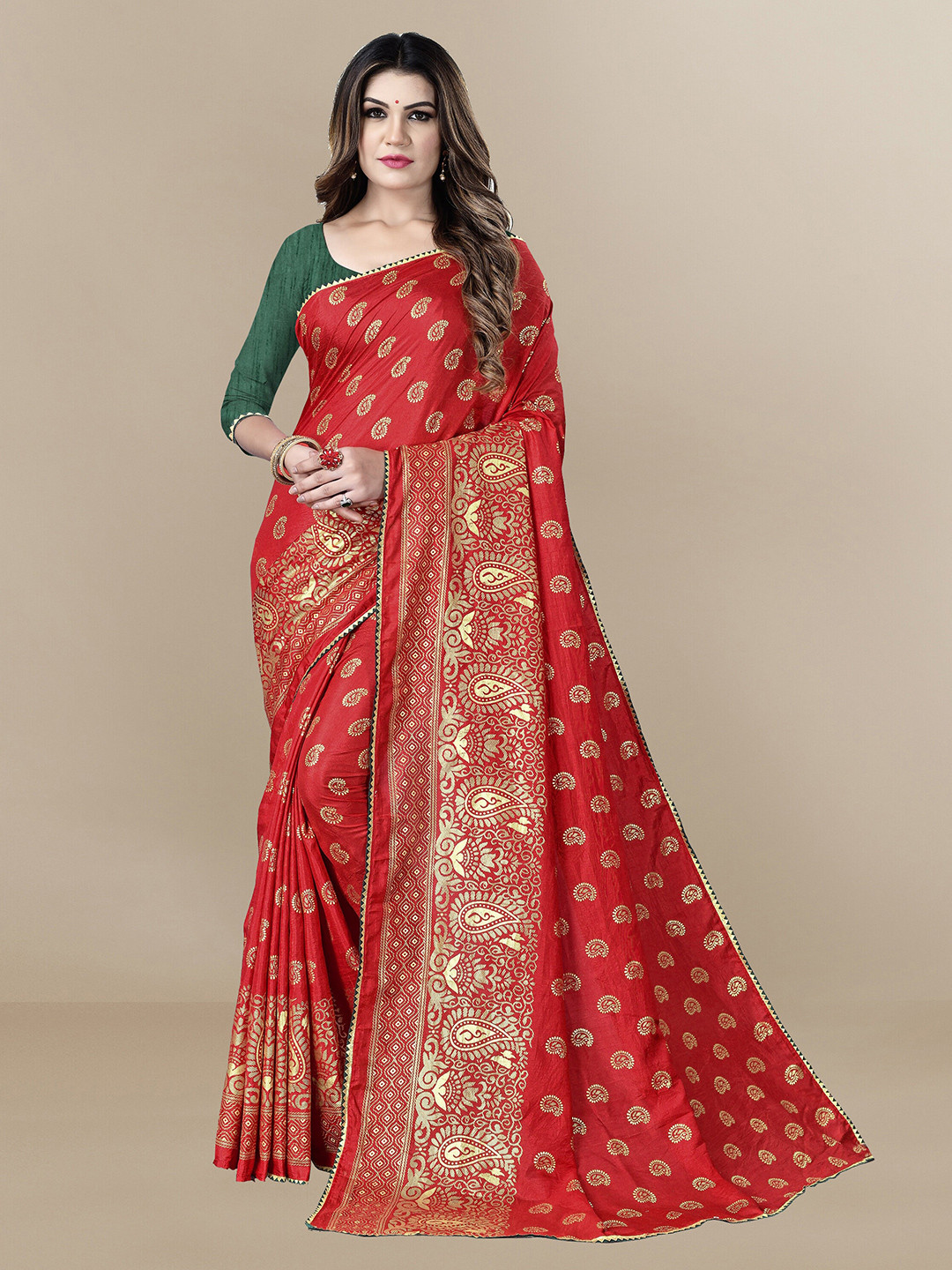 

Sidhidata Ethnic Motifs Gotta Patti Saree, Red