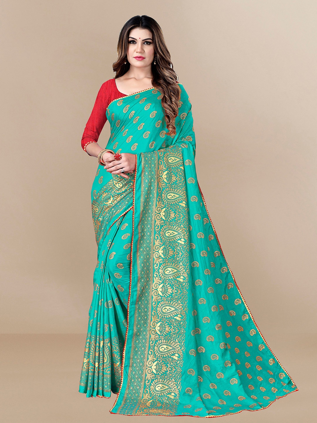 

Sidhidata Ethnic Motifs Gotta Patti Saree, Sea green