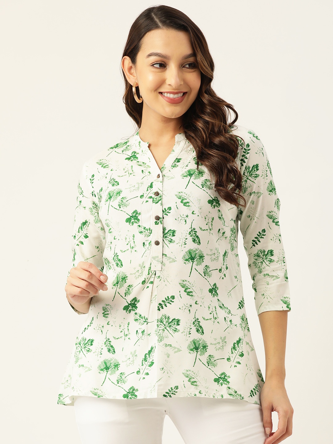 

ZIZO By Namrata Bajaj Tropical Print A-Line Top, White
