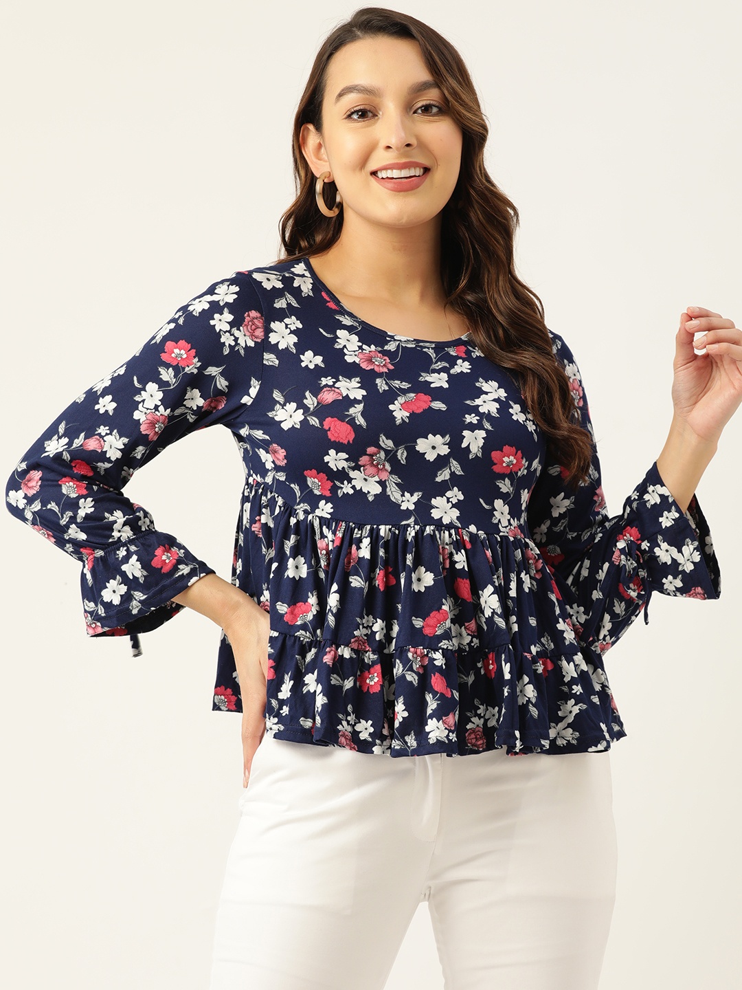 

ZIZO By Namrata Bajaj Floral Print Empire Top, Blue