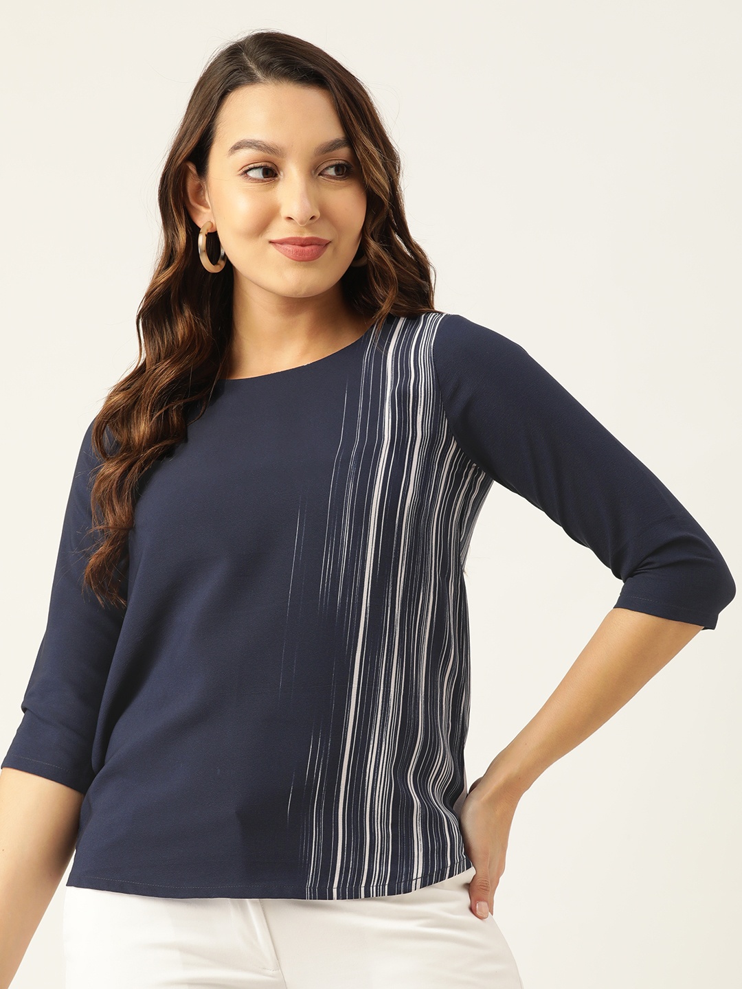 

ZIZO By Namrata Bajaj Geometric Printed Crepe Top, Blue
