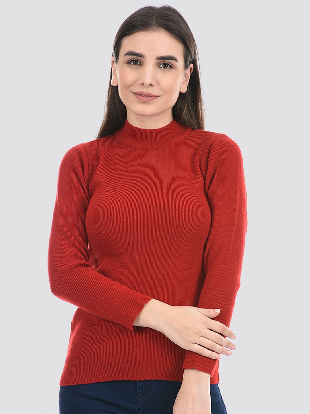 

Cloak & Decker by Monte Carlo Women Ribbed Acrylic Pullover Sweater, Red