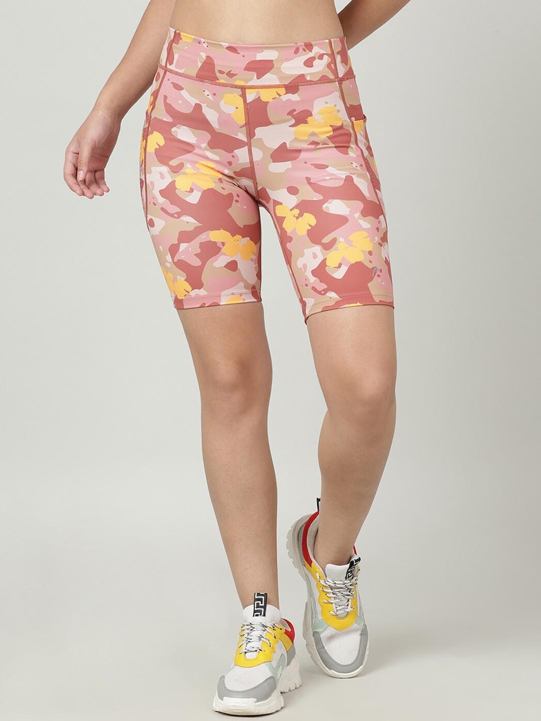 

Head Women Floral Printed Slim Fit Training or Gym Sports Shorts, Red