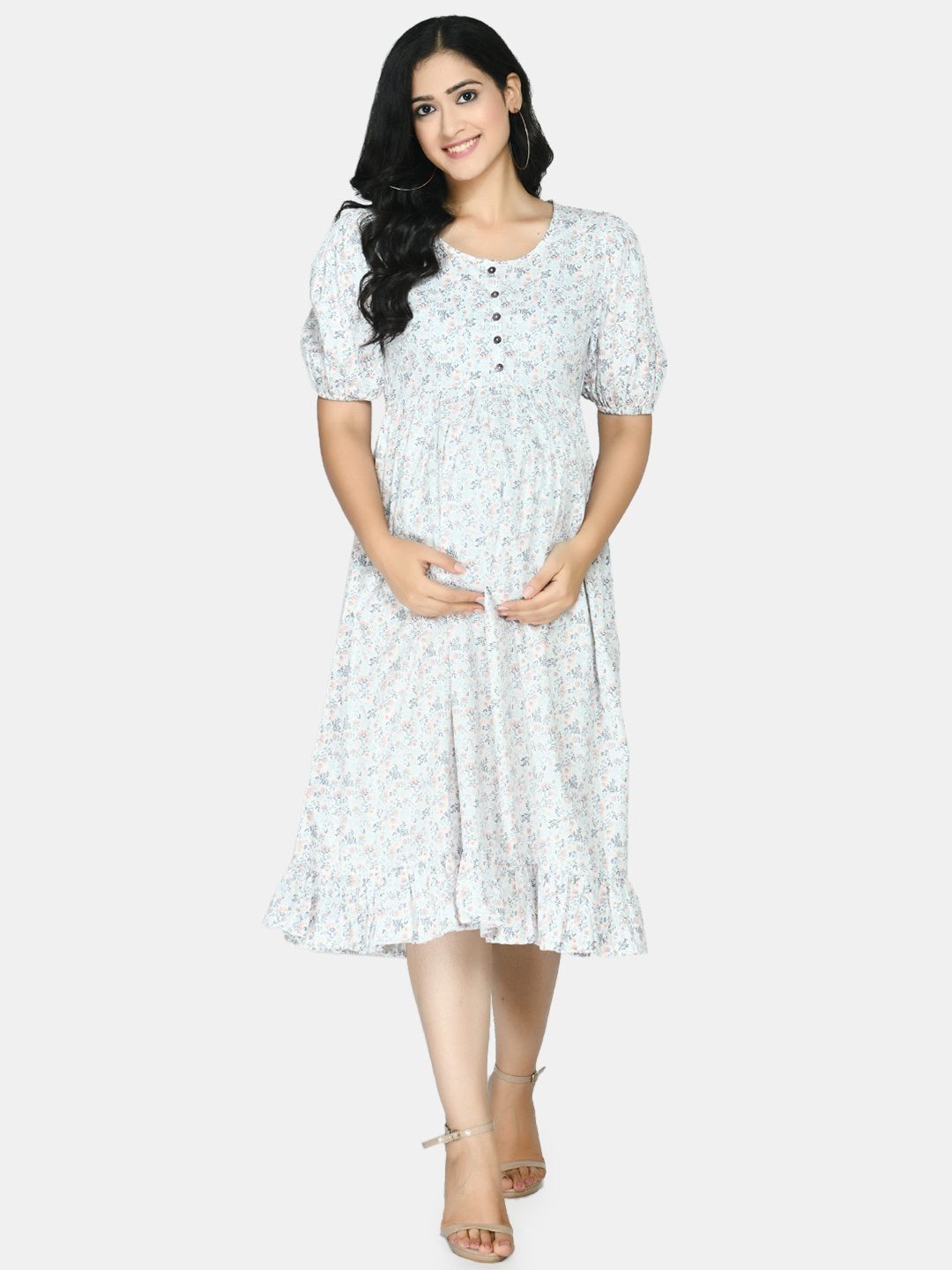 

Aaruvi Ruchi Verma Floral Maternity Midi Dress, White