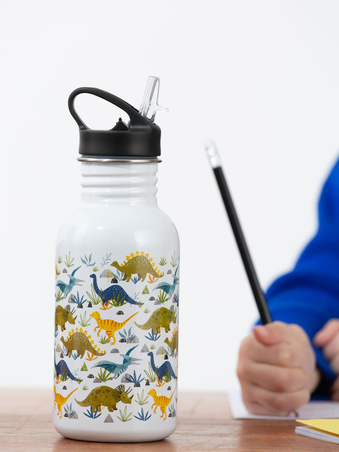 

TYPHOON Pure White Dinosaurs Printed Water Bottle 550 ml