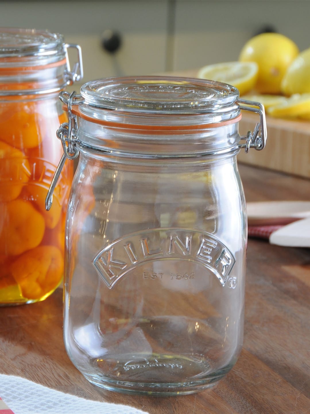 

KILNER Clip Top Transparent Glass Round Jar 1 L