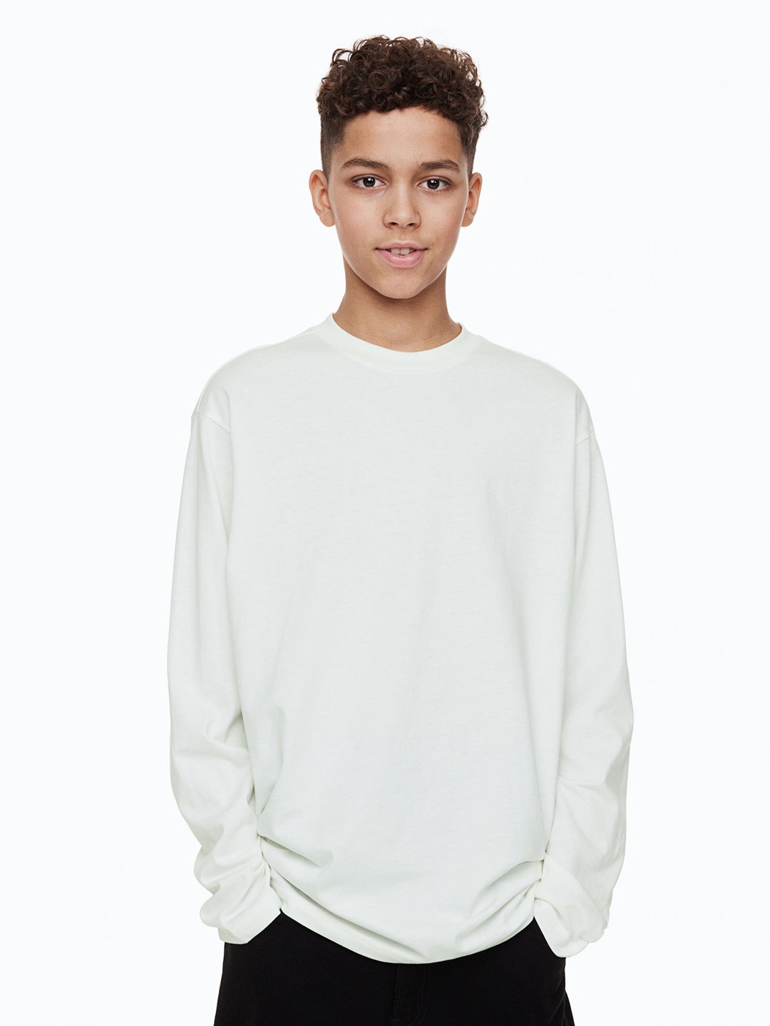 

H&M Boys Oversized Long-Sleeved Top, White