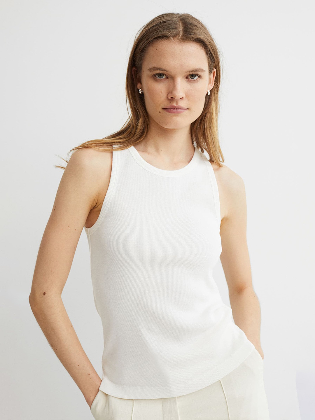 

H&M Women Silk-Blend Vest Top, White