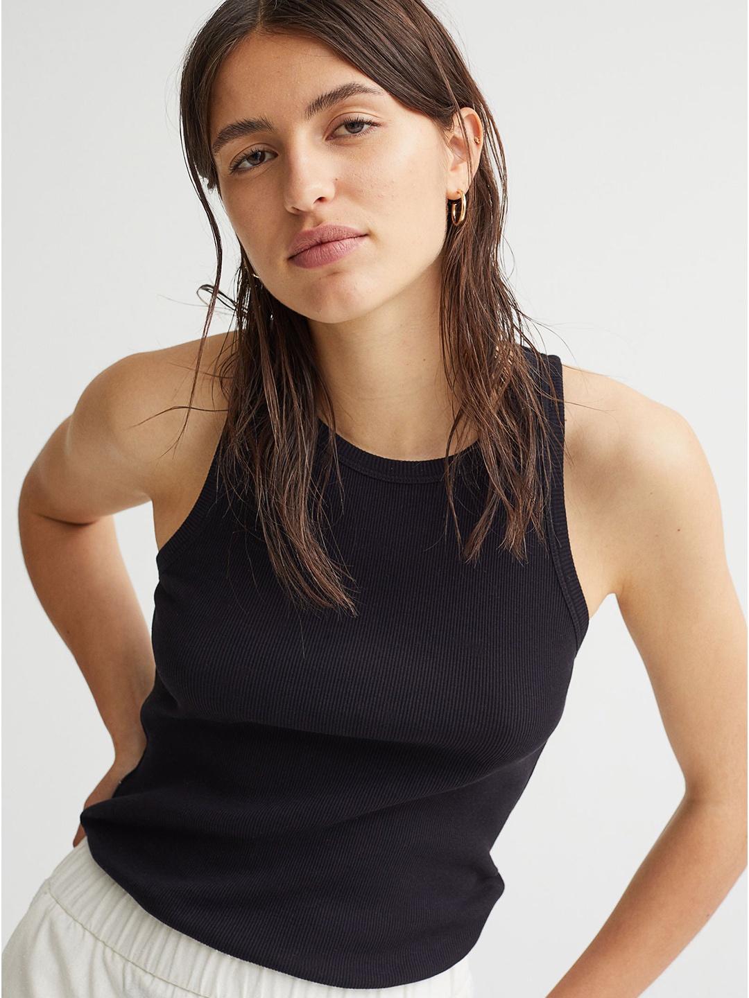 

H&M Women Silk-Blend Vest Top, Black