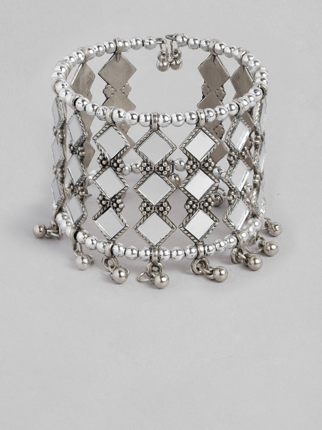 

Anouk Women Mirror Embellished Cuff Bracelet, Silver
