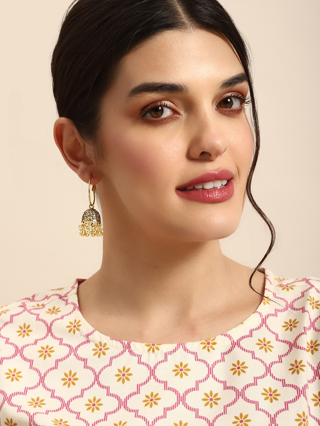 

Anouk Antique Dome Shaped Jhumka Earrings, Gold