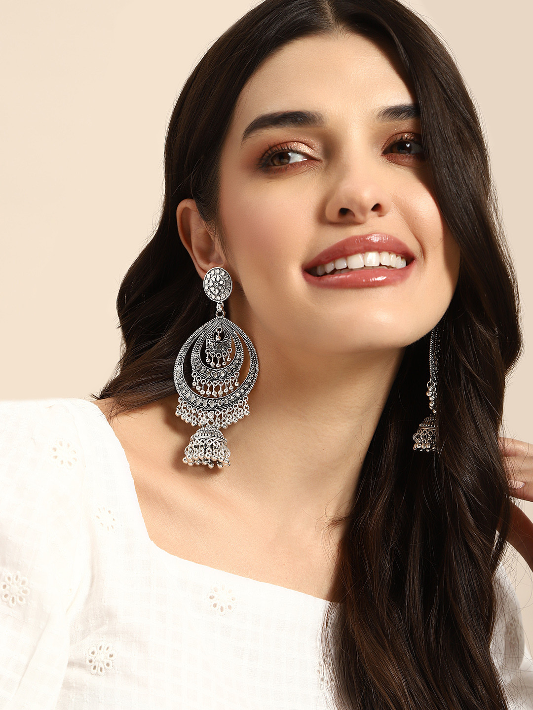 

Anouk Oxidised Contemporary Drop Earrings, Silver