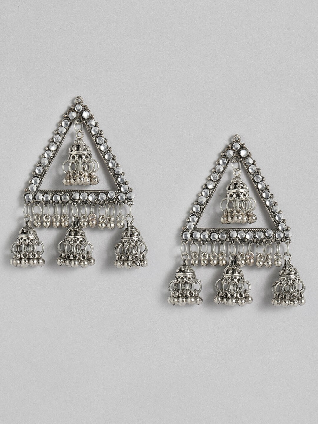 

Anouk Triangular Design Jhumka Earrings, Silver