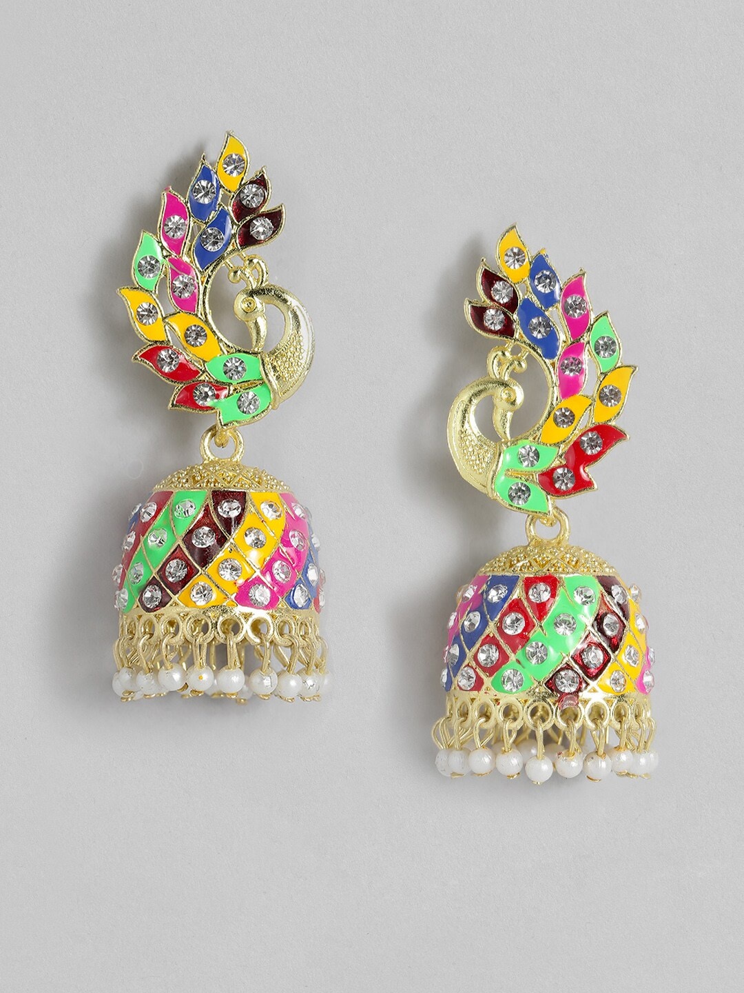 

Anouk Enameled Dome Shaped Jhumka Earrings, Multi