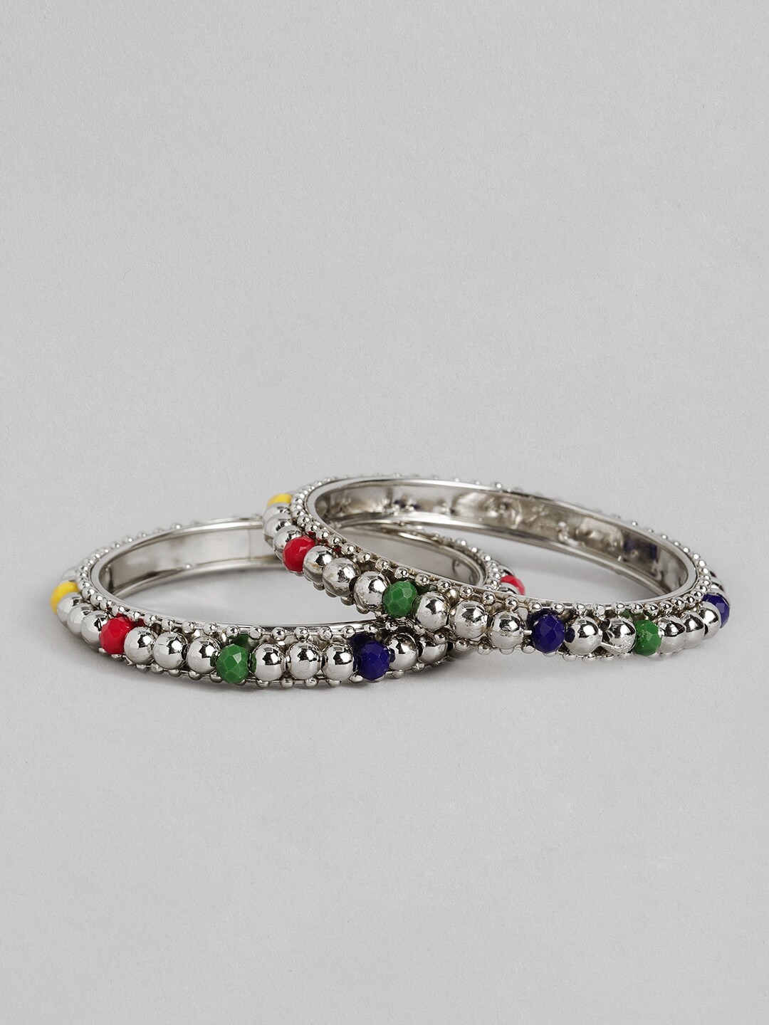 

Anouk Set Of 2 Beaded Bangles, Silver