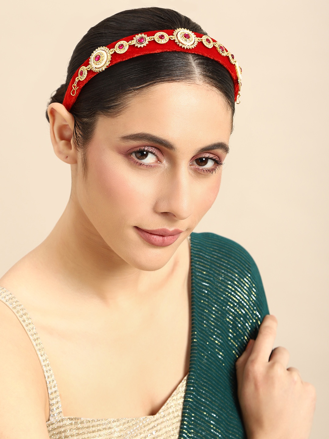

Anouk Women Studded Embellished Hairband, Red
