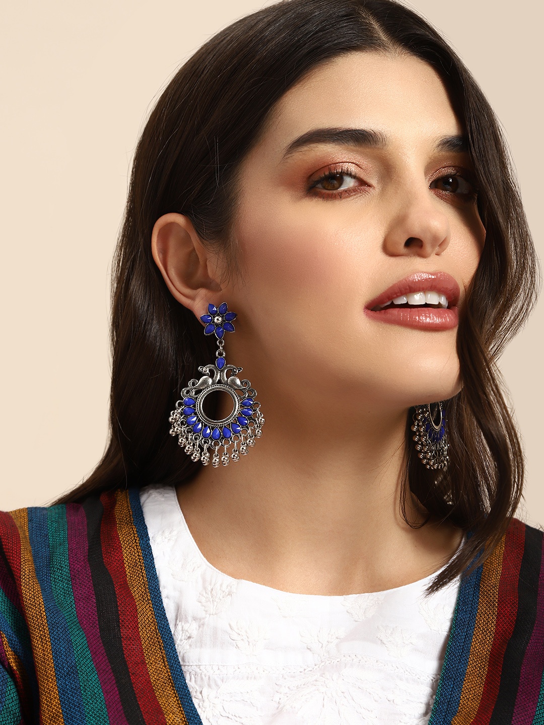 

Anouk Peacock Shaped Drop Earrings, Blue