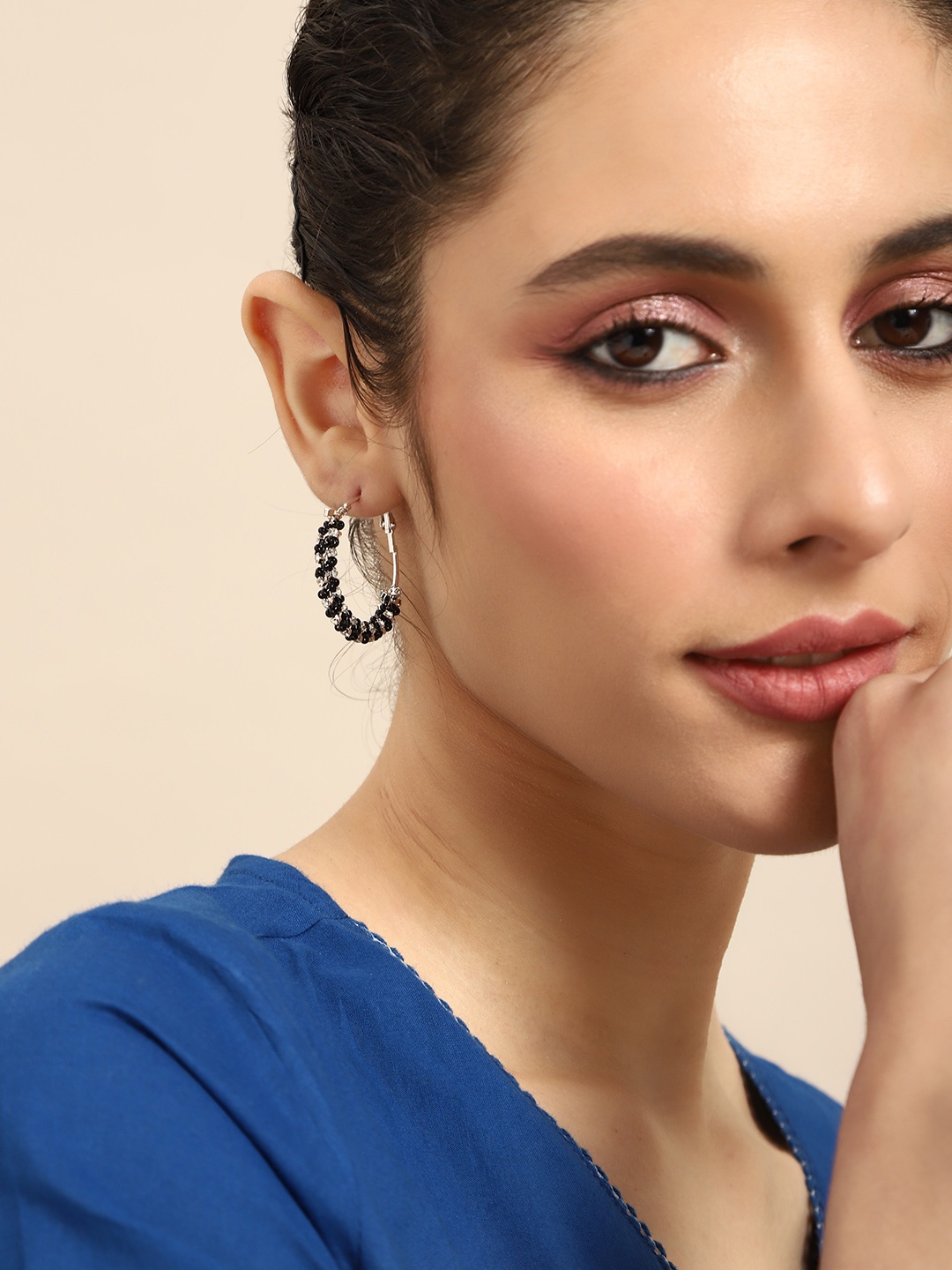 

Anouk Embellished Circular Hoop Earrings, Black