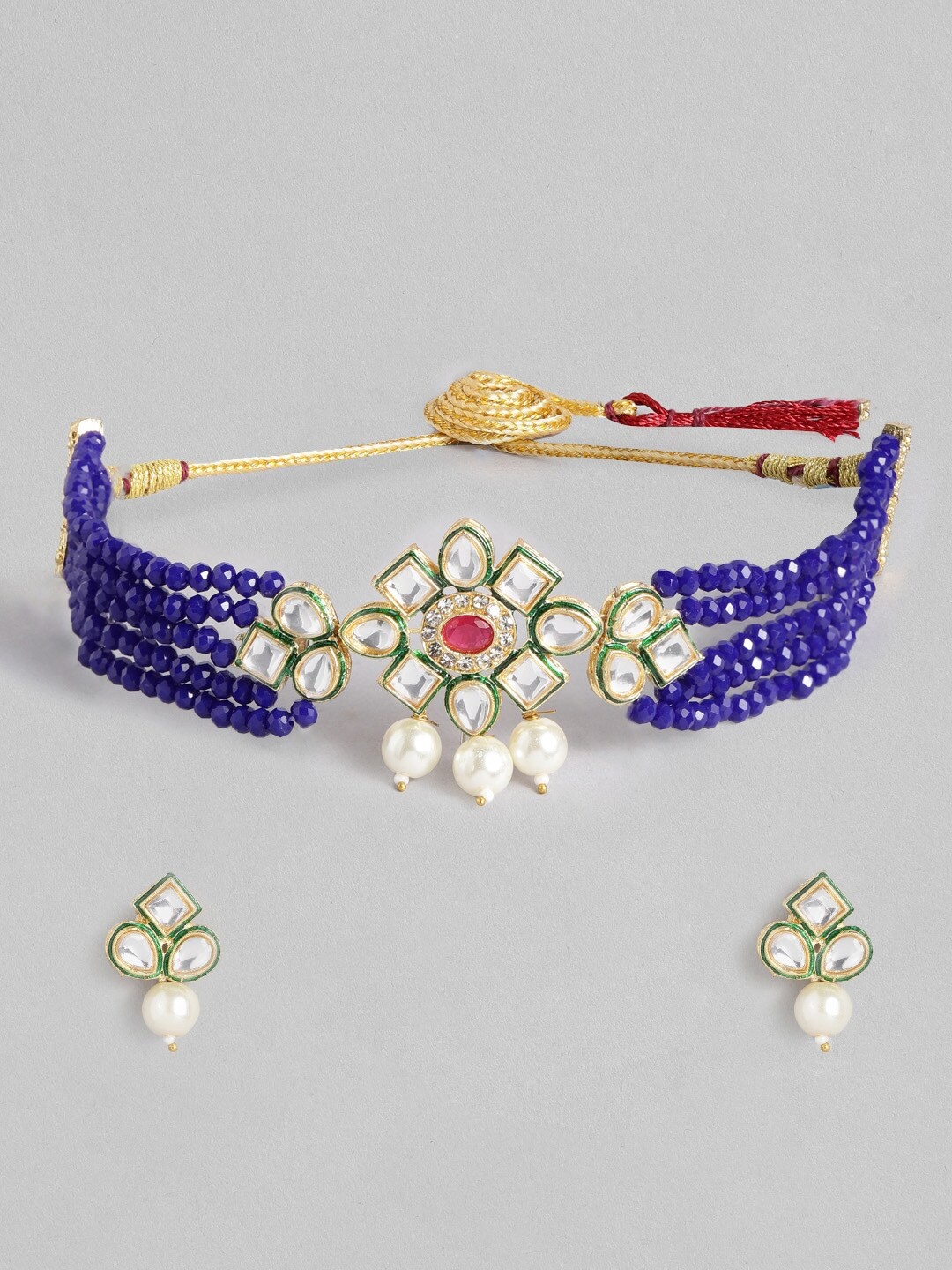 

Anouk Stone-Studded & Beaded Embellished Choker Jewellery Set, Blue
