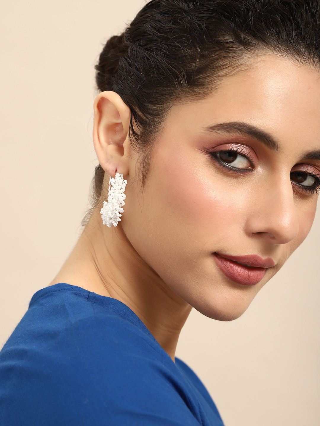 

Anouk Beaded Oval Hoop Earrings, White