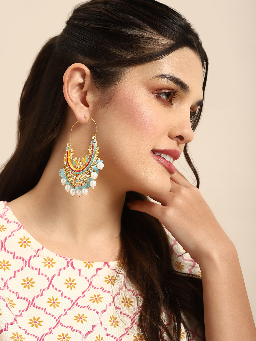 

Anouk Enamelled Chandbalis, Blue