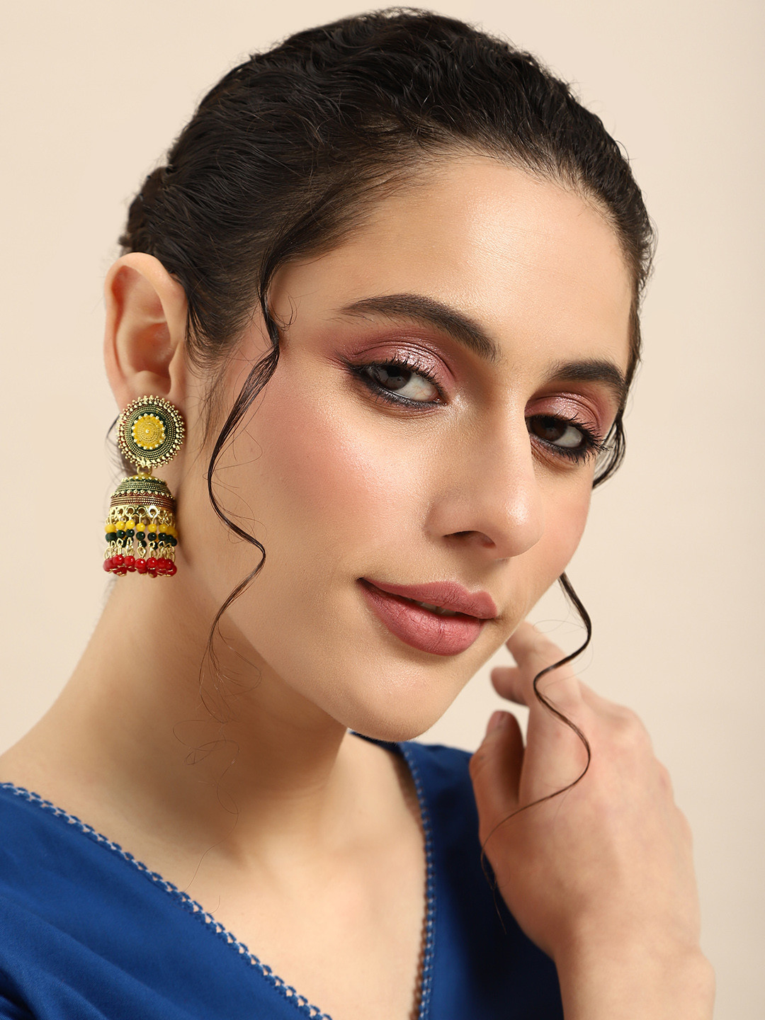 

Anouk Dome Shaped Jhumka Earrings, Multi