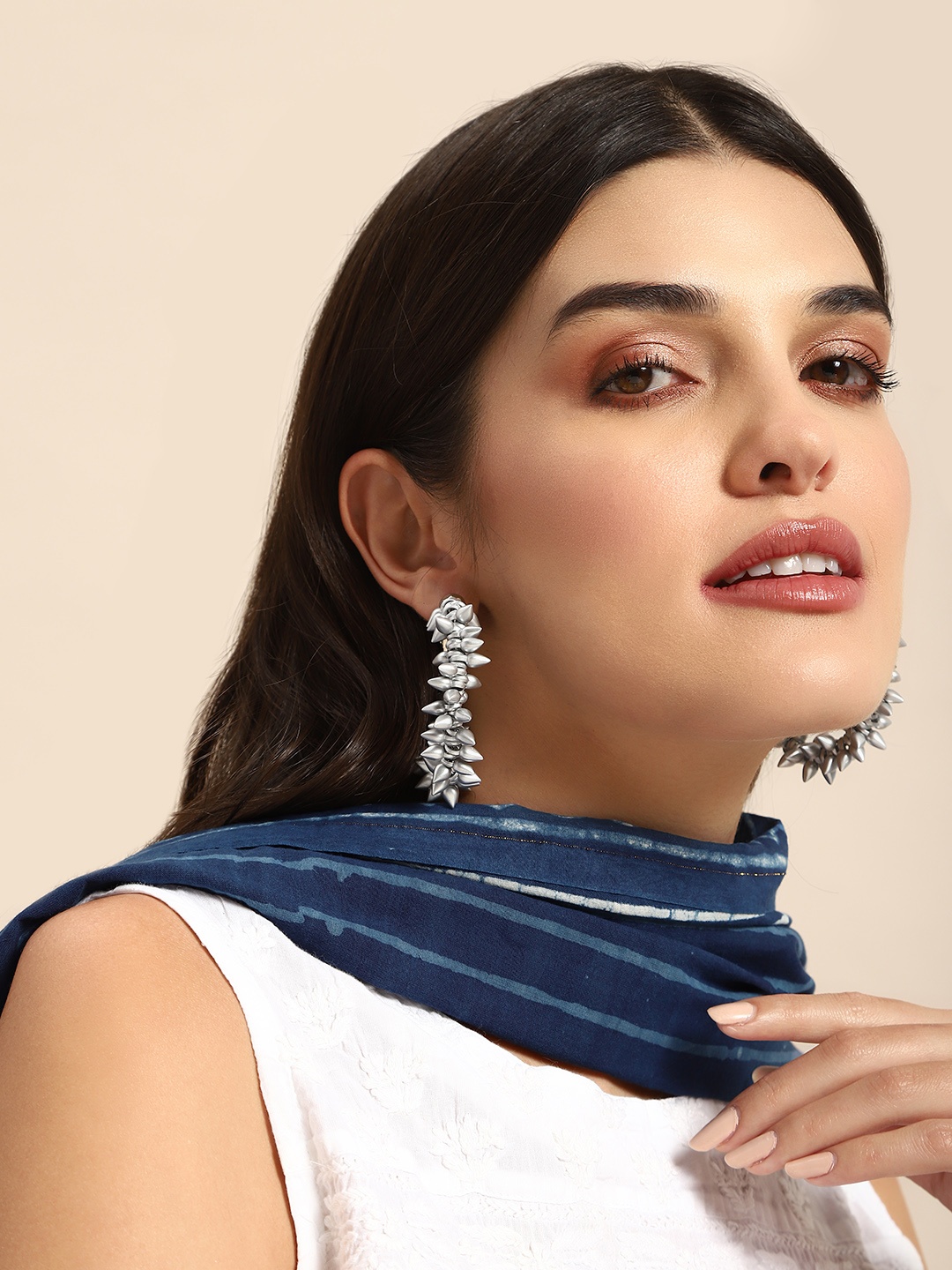

Anouk Beaded Circular Hoop Earrings, Silver