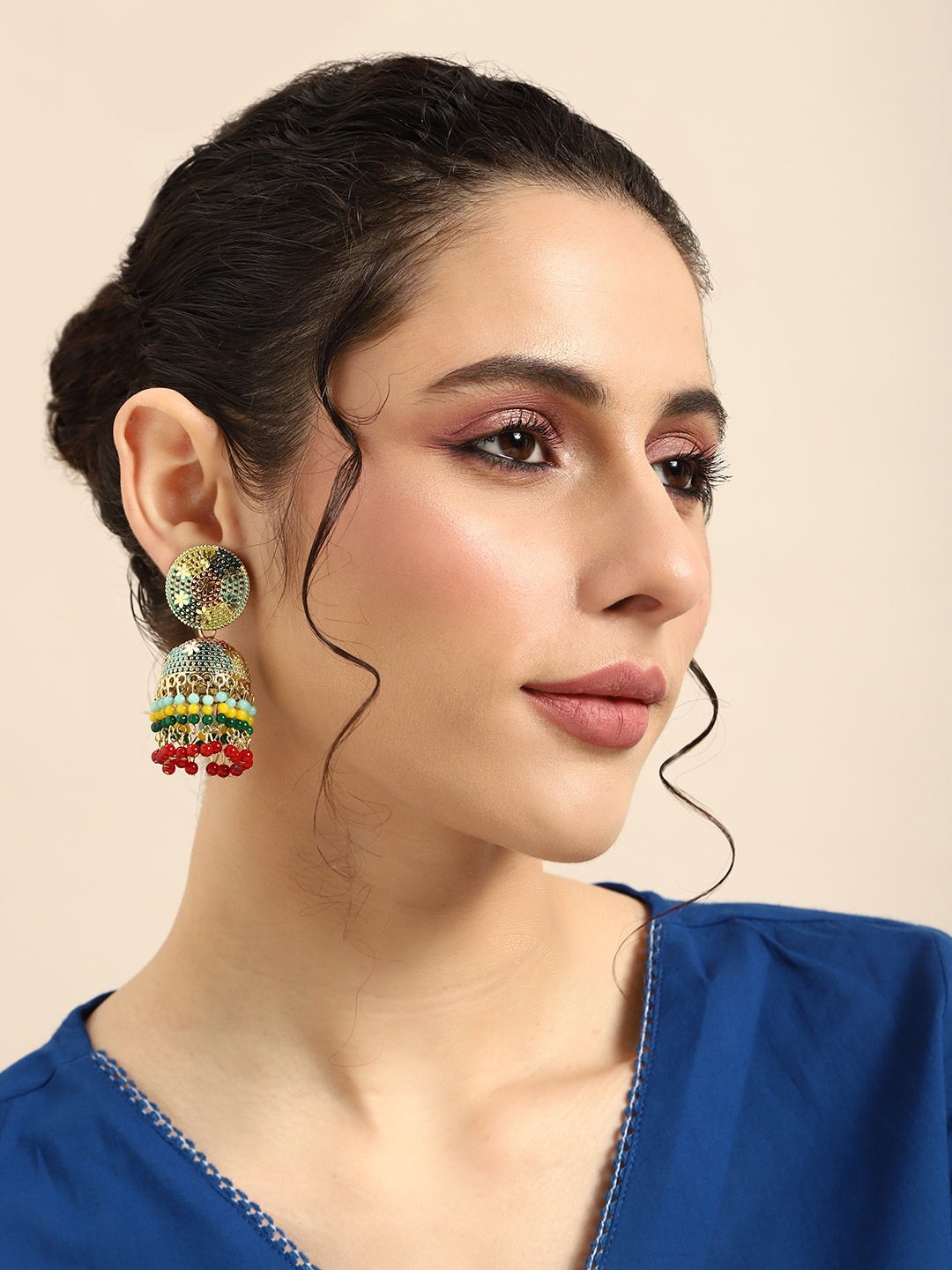 

Anouk Dome Shaped Jhumka Earrings, Multi